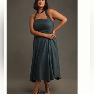 NWT linen halter midi dress anthro